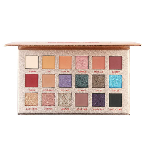 Nuevo!!! Hennta 18 Color Shimmer Glitter Paleta de sombra de ojos Polvo de sombra Mate Sombra de ojos Maquillaje cosmético Bandeja de paleta Cosméticos Regalo romántico Impermeable a prueba de sudor Larga duración Pigmentado