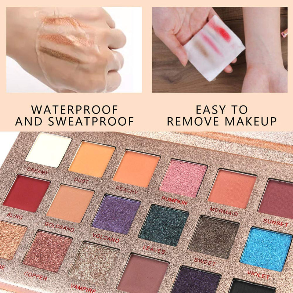 Nuevo!!! Hennta 18 Color Shimmer Glitter Paleta de sombra de ojos Polvo de sombra Mate Sombra de ojos Maquillaje cosmético Bandeja de paleta Cosméticos Regalo romántico Impermeable a prueba de sudor Larga duración Pigmentado