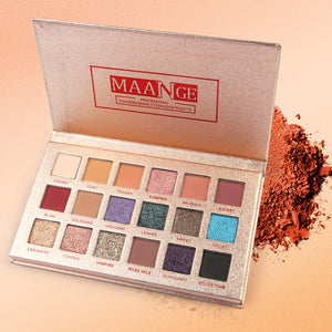 Nuevo!!! Hennta 18 Color Shimmer Glitter Paleta de sombra de ojos Polvo de sombra Mate Sombra de ojos Maquillaje cosmético Bandeja de paleta Cosméticos Regalo romántico Impermeable a prueba de sudor Larga duración Pigmentado